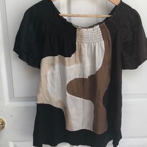 100% silk wide neck top